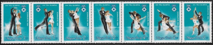 (1983-068) Сцепка (7 м) Венгрия "Фигуристы"    Зимние ОИ 1984, Сараево II &Theta;