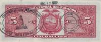 Банкнота Эквадор 24.09.1957 год 5 сукре Антонио Хосе Сукре   UNC