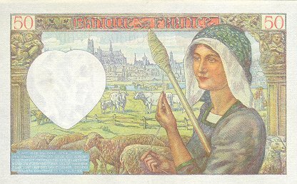 (№1941P-93a.9) Банкнота Франция 1941 год &quot;50 Francs&quot;
