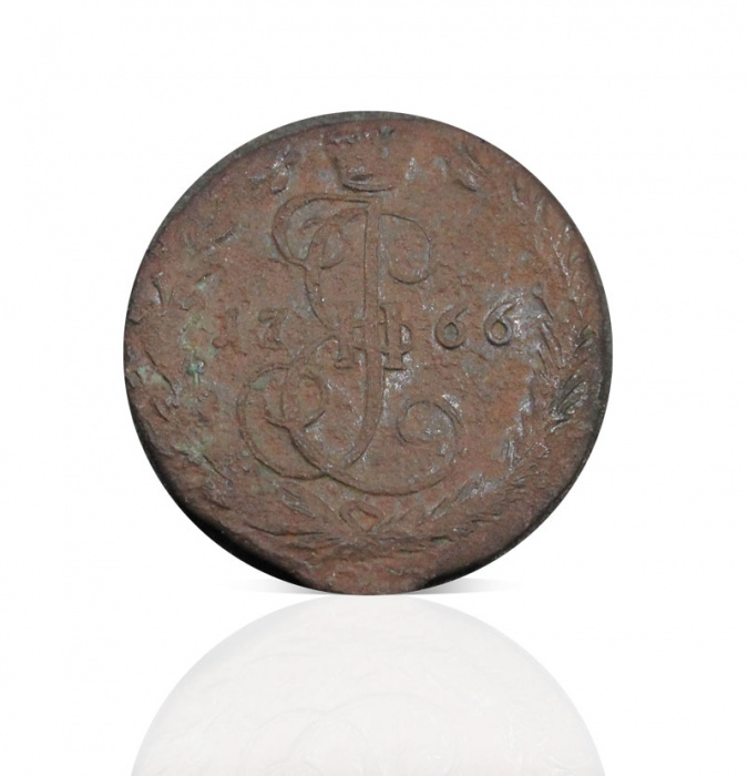 (1766, ЕМ) Монета Россия 1766 год 1/2 копейки   Деньга  VF