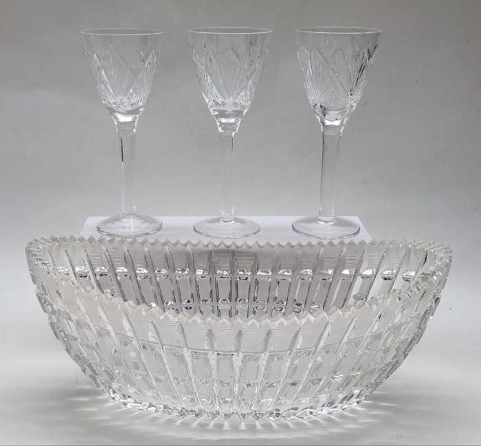 Салатник и 3 бокала хрусталь СССР
