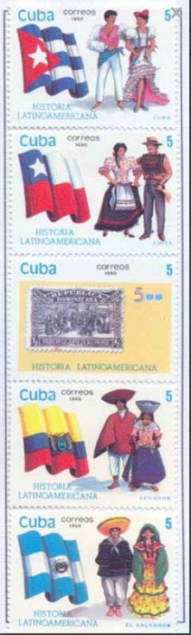 (1990-076a) Сцепка (5 м) Куба &quot;История Латинской Америки (2)&quot;    История Латинской Америки III Θ
