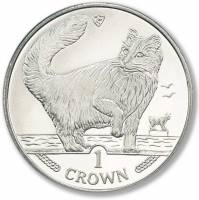 (1991) Монета Остров Мэн 1991 год 1 крона "Норвежская кошка"  Медь-Никель  UNC