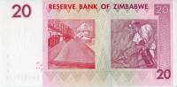 () Банкнота Зимбабве 2007 год 20  ""   UNC