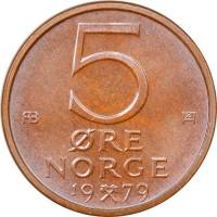 () Монета Норвегия 1973 год 5  ""   Бронза  UNC