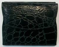 Портмоне женское "Grand" (+ кошелек для мелочи), Натуральная фактурная кожа, 2 отделения, Черный