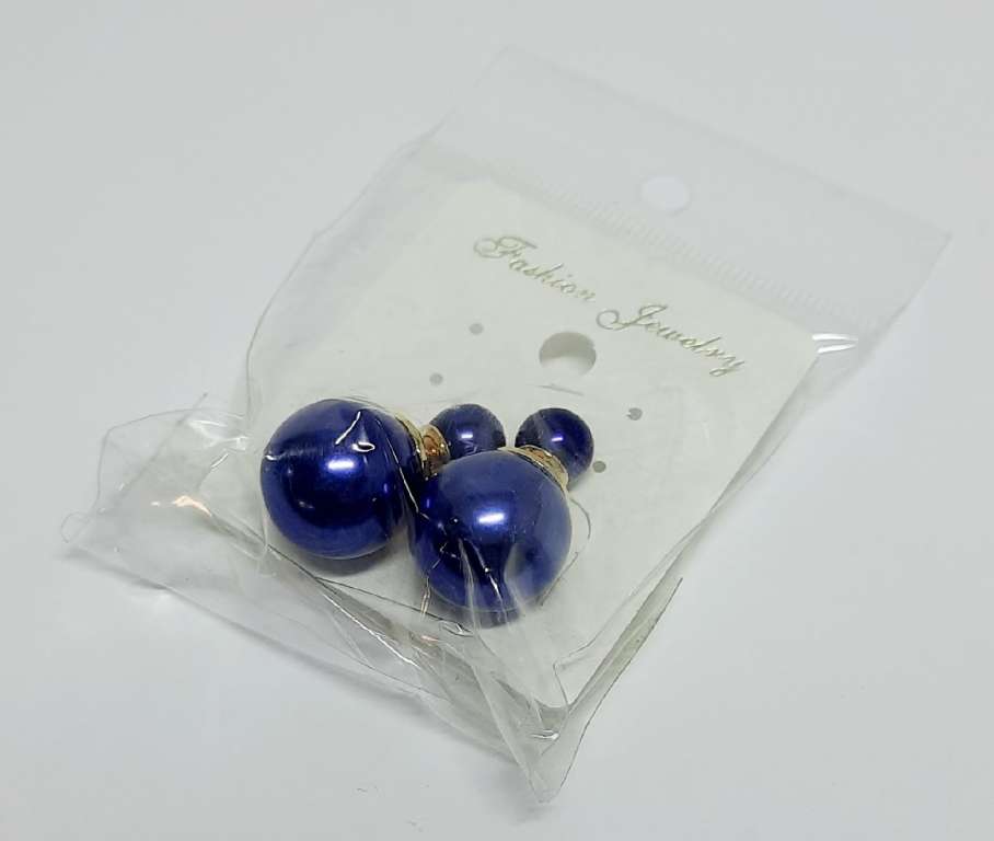 Серьги-пусеты Диор шарики, синие, глянцевые, бижутерия, 2,5 см, новые в упаковке