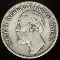 () Монета Швеция 1876 год 2 кроны ""  Биметалл (Серебро - Ниобиум)  UNC
