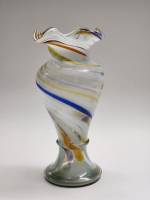 Ваза цветное стекло СССР гутная техника Красный май высота 23 см