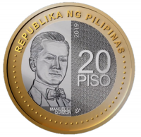 (2019) Монета Филиппины 2019 год 20 песо "Мануэль Кесон. 75 лет со дня смерти"  Биметалл  UNC