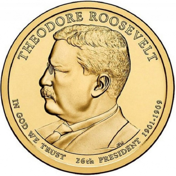 (26p) Монета США 2013 год 1 доллар &quot;Теодор Рузвельт&quot; 2013 год Латунь  UNC