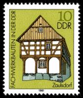 (1981-058) Марка Германия (ГДР) "Эрнхаус, Заульсдорф"    Деревянные дома II Θ