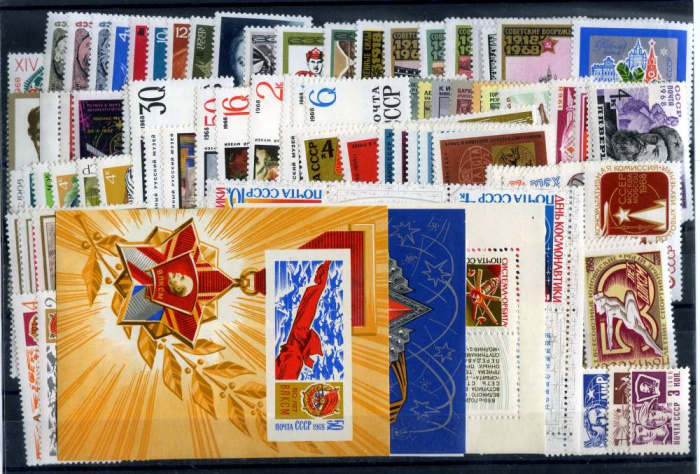 (1968-год) Годовой набор марок СССР &quot;118 марок, 4 блока, 1 сцепка&quot;   , III O