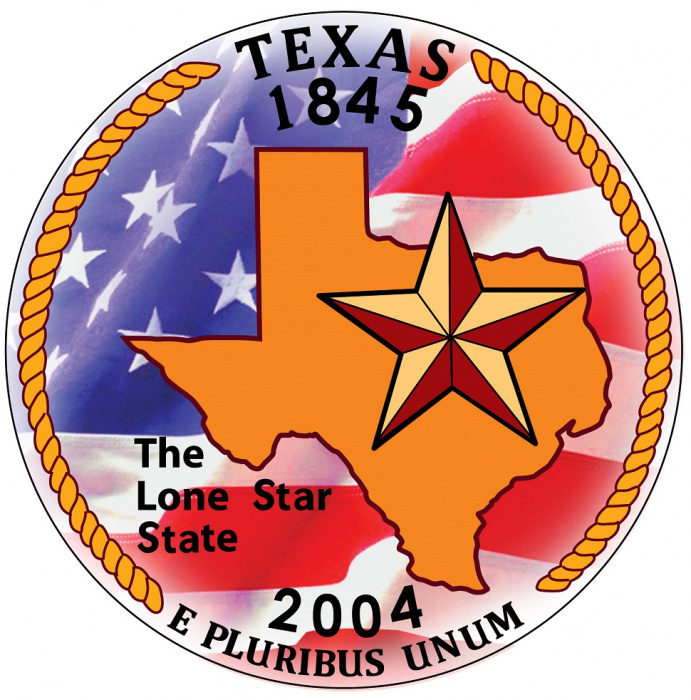 (028d) Монета США 2004 год 25 центов &quot;Техас&quot;  Вариант №2 Медь-Никель  COLOR. Цветная