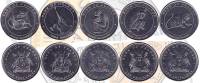 2004 5 монет по 100 шиллингов Набор Уганда Обезьяны    UNC