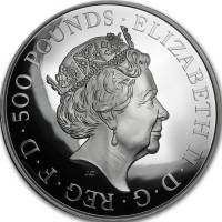 (№2016) Монета Великобритания 2016 год 500 Pounds (Год обезьяны - серебро)