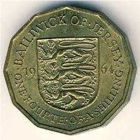 (№1964km25) Монета Джерси 1964 год frac14; Shilling (3 Динариев)