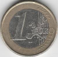 (2001) Монета Испания 2001 год 1 евро  1. Звёзды в ленте. Старая карта ЕС  VF