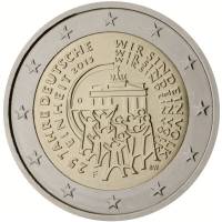 014 Монета Германия (ФРГ) 2015 год 2 евро Объединение Германии 25 лет Двор F Биметалл  VF