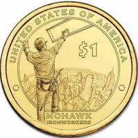 (2015p) Монета США 2015 год 1 доллар "Строители Нью-Йорка"  Сакагавея Латунь  UNC