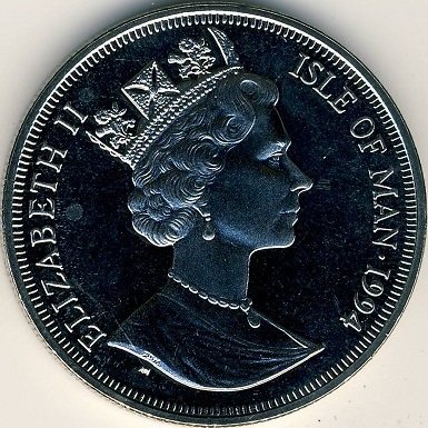 (1994) Монета Остров Мэн 1994 год 1 крона &quot;Высадка в Нормандии Эйзенхауэр&quot;  Серебро Ag 925  PROOF