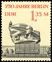 (1987-073) Марка Германия (ГДР) "Памятник Тельману"    Берлин, 750 лет III O