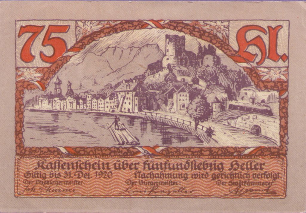 (№1920) Банкнота Австрия 1920 год &quot;75 Heller&quot;