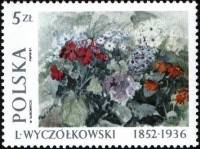 (1987-007) Марка Польша "Цветы Цинерарии"    Картины Леона Вычольковского III O