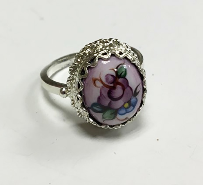 Перстень "Финифть", серебрение (сост. на фото)