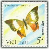 (1987-042a) Марка Вьетнам "Рыжевато-коричневый Раджа"  Без перфорации  Бабочки III Θ