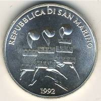 () Монета Сан-Марино 1992 год 500 лир ""  Биметалл (Серебро - Ниобиум)  UNC