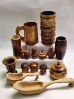Сувениры деревянные СССР Пивная кружка Ваза Шкатулка Черпаки Сосуды 15 предметов