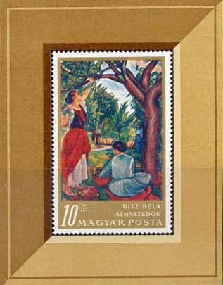 (1967-077) Блок Венгрия "Сборщики яблок"    Картины из Национальной галереи Будапешта III O