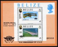 (№1979-8) Блок марок Белиз 1979 год "Данн д 5 1910 Великобритании штамп с 1969 Конкорд", Гашеный