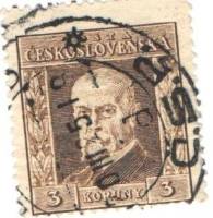 (1925-011a) Марка Чехословакия "Вод. знак (P5-P8)"    Президент Массарик (Стандартный выпуск) III Θ