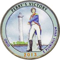 (017p) Монета США 2013 год 25 центов "Мемориал мира"  Вариант №1 Медь-Никель  COLOR. Цветная