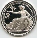 (№1984xs22) Монета Швейцария 1984 год 50 Francs (Zuuml)