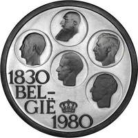 () Монета Бельгия 1980 год 500  ""   Биметалл (Серебро - Ниобиум)  AU