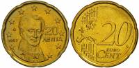 2007 Монета Греция 2007 год 20 центов Иоанн Каподистрия 2. Новая карта ЕС Латунь  UNC