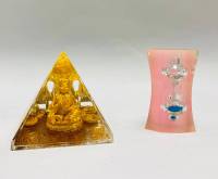 Набор подарочный песочные часы и пирамида богатства (подставка для ручек )