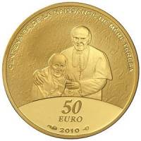 (№2010km1694) Монета Франция 2010 год 50 Euro (Мать Тереза)