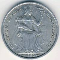 (1952) Монета Французкая Океания 1952 год 5 франков   Алюминий  XF