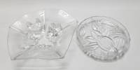 Набор конфетница и блюдо с цветочными мотивами стекло (сост. на фото)