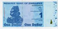 Банкнота Зимбабве 2009 год 1 доллар Балансирующие скалы   UNC