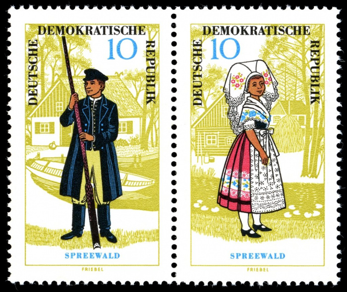 (1964-077) Лист (2 м) Германия (ГДР) &quot;Шпреевальд&quot;    Национальные костюмы III O