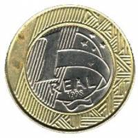  Монета Бразилия 1998 год 1     Биметалл  UNC