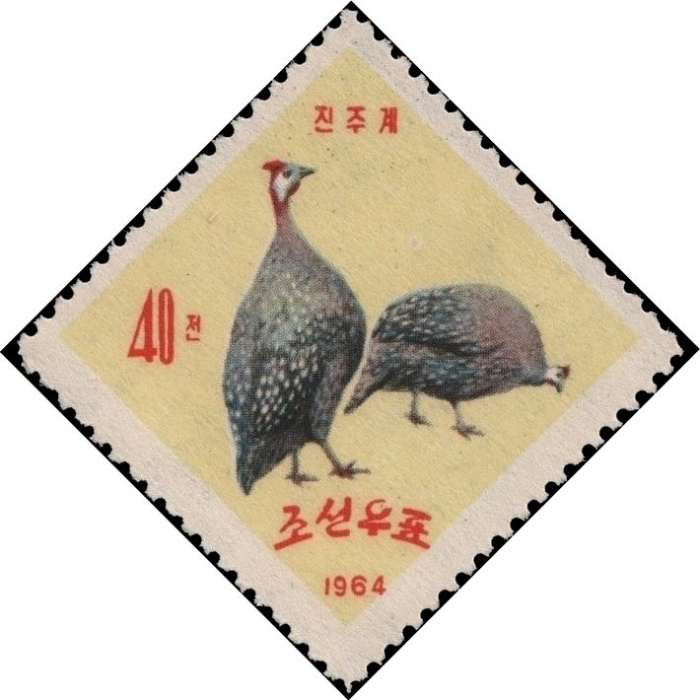 (1964-027) Марка Северная Корея &quot;Черные цесарки&quot;   Домашние птицы III Θ