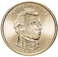 05p Монета США 2008 год 1 доллар Джеймс Монро 2008 год Латунь  UNC