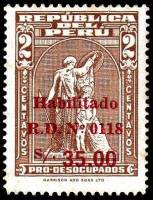 (№1978-1101) Марка Перу 1978 год "Estampillas habilitadas", Гашеная