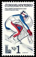 (1980-004) Марка Чехословакия "Слалом"    Зимние ОИ 1980, Лейк Плейсид III Θ